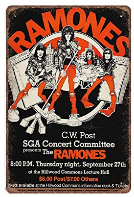 Dreacoss The Ramones Punk Musik Konzert Blechschilder Retro Lustiges Metallschild Vintage Poster Wandkunst für Küche Garten Badezimmer Bauernhof Zuhause Kaffee Dekor Blechschild, 20 x 30 cm