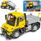 Maisto Mercedes-Benz Unimog Strassenreinigung mit Pritsche Gelb ca 1/43 Modell Auto