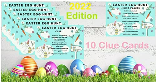 evelay Easter Egg Hunt Indoor Clues Games Bag Basket Ideas Party Trail Set 10 Cards