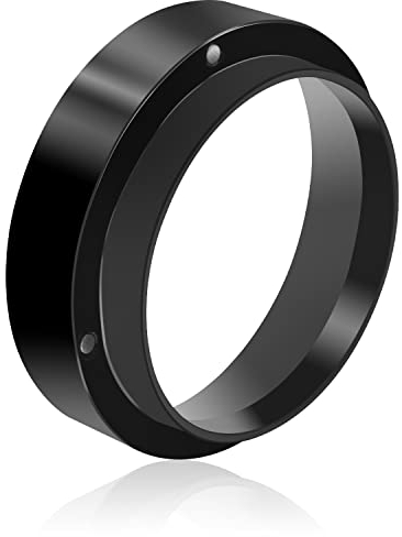 LEUOVE Imbuto Caffè Espresso | Anello Dosatore Caffè 58mm | Imbuto Filtro Caffè in Metallo Alluminio per Macchina per il Caffè, Accessori per Barista, Nero