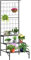 Outsunny Blumentreppe aus Metall 3 Stufen Pflanzenständer Pflanzentreppe Leiterregal Blumenständer innen draußen Schwarz 60 x 53,5 x 159,5 cm