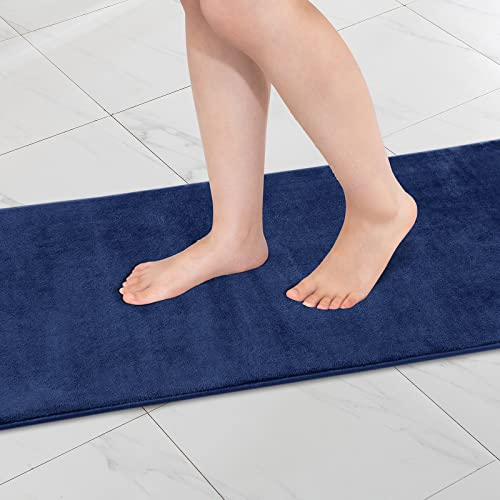 MIULEE Einfarbige Badematte Memoryschaum Badteppich Badezimmerteppich Duschvorleger Teppich Badvorleger Duschmatte Deko Fussmatte rutschfeste Matte für Badezimmer Wohnzimmer 45x120 cm Blau