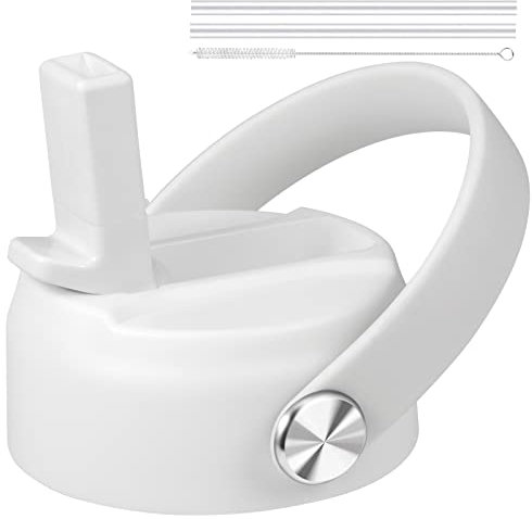 Straw Lid for Hydro Flask Wide Mouth, Lids with Straws for Hydroflask 12 16 18 20 32 40 oz, Replacement Cap for Hydroflask, Top Sport Bottle Lids Accessories,White