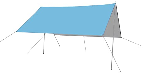 3x3m Zeltdach Zeltplane Camping Tarp mit Stützstange, Erdnägeln und Nylonschnur (Türkis)