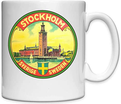 Stockholm Sweden Sverige Retro Style City Poster Weiße Keramiktasse Weiß One Size