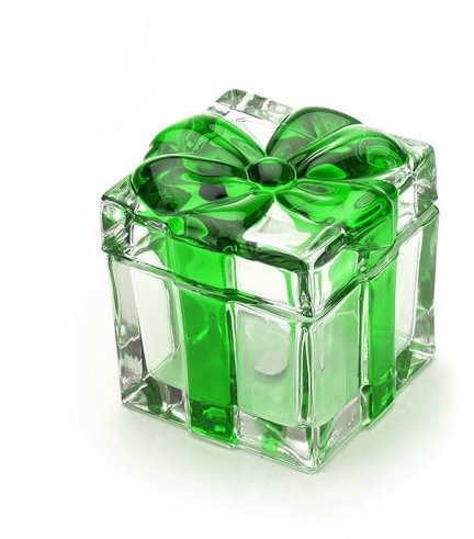 Gkesgm Sucrier en verre de cristal lourd avec couvercle en forme de nœud, boîte de rangement pour bonbons, biscuits, bonbons, vert