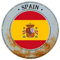 Señal de porche de España con bandera nacional, rústico, shabby chic, letrero de metal con bandera de España, letrero de metal de calidad para dormitorio, patio, garaje, jardín, 9 x 9 pulgadas