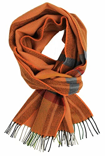 Rotfuchs Webschal Herrenschal Winterschal warm angenehm weich Wolle Fischgrat Karo (orange)