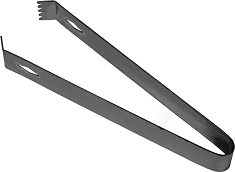 Eiszange , verdickte Zuckerwürfelzange , schlank , starke Klemmkraft , Edelstahl für die Küche(Schwarze Beschichtung)