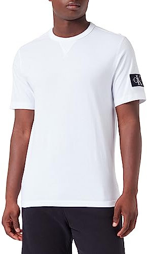Calvin Klein Jeans Badge Regular Tee J30J323484 Hauts en Tricot à Manches Courtes, Blanc (Bright White), L Homme