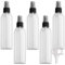 PQPAUTY 5 Piezas Pequeño 200ml Botella de Spray Plástico PET Vacías Transparentes con Bomba en Spray Negro, Niebla Atomizador para Perfume Viaje Artículos de Agua Cosmético,1 Pieza Embudo