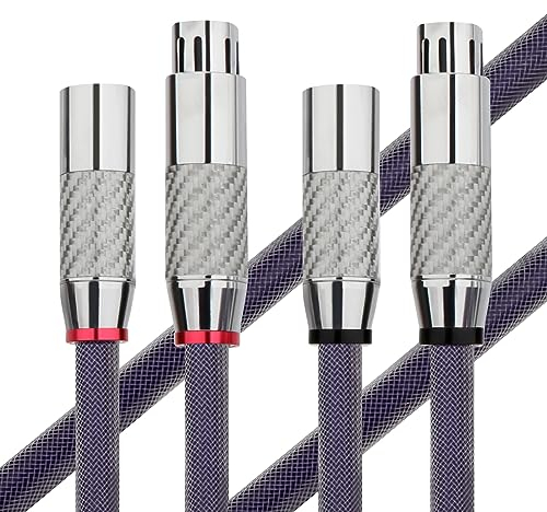 YuanYong XLR Balanced Kabel 1 Paar 18 AWG Mikrofonkabel 8N OCC Kupfer-Einkristall Audiokabel Mit Kohlefaser-Rhodium-XLR Stecker Auf Buchse, Für Studioaufnahmen, Mikrophon, Bühne, DJ (1M)