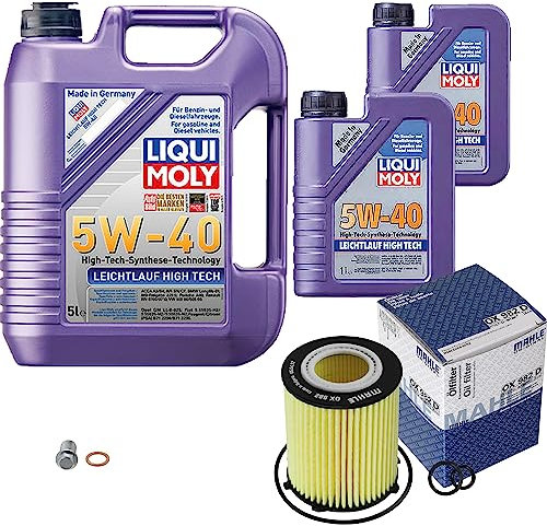 Inspektionspaket Wartungspaket Filterset mit 7 L Motoröl Leichtlauf High Tech 5W-40, Ölfilter, Verschlussschraube