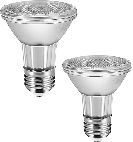 PAR20 LED-Dunstabzugshauben-Leuchtmittel, 60-W-Halogen-Leuchtmittel, E26-Sockel, dimmbar, 3000 K, Warmweiß, 595 lm, IP65 wasserdichtes Flutlicht (2 Stück)