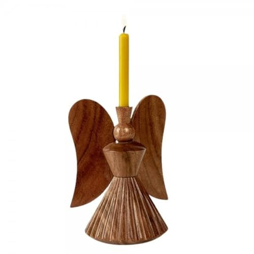 Lambert [DL] Rauschel Kerzenständer Engel, Mangoholz, 17x14 cm