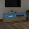 TJROO TV-Schrank mit LED-Lichtern, Sonoma-Eiche, 120 x 35 x 40 cm, mehrschichtiges Holz, TV-Schrank, Vitrine, Schrank mit LED, Loungemöbel mit Türen, TV-Möbel, TV-Möbel
