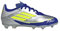 adidas Unisex Kinder F50 League Football Boots Firm Ground, Silver Metallic/Solar Yellow/Lucid Blue, 31 1/2 EU
