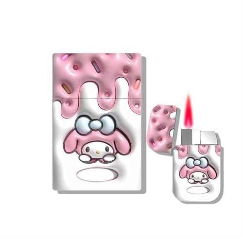 QWERDH Bietet Platz for 20 Zigaretten mit Feuerzeug, winddichtes Flammenfeuerzeug, einstellbares Flammenfeuerzeug, tragbares Metallfeuerzeug, geeignet for Kerzen, Camping-Outdoor-Geschenke(Pink)