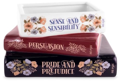 Steel Mill & Co Original Kleiner dekorativer Übertopf in Buchform, Keramik-Pflanzgefäß für Heimdekoration, niedliches Bücherregal-Dekor, einzigartiger Übertopf für Buchliebhaber, Klassische Titel,