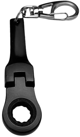 WJnflQN Ratchet Wrench End Keychain | Compact 10mm Ratchet Wrench Keychain | Wrench Key Ring Socket Wrench Mechanic Workshop Accessory