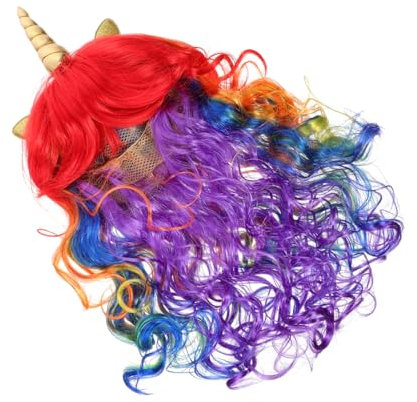 PACKOVE 5st Einhorn Perücke Regenbogenperücke Cosplay-versorgung Cosplay Lockige Perücke Cosplay-Outfits Regenbogen Gewellte Perücke Ohr-Cosplay Farbige Perücken Chemische Faser
