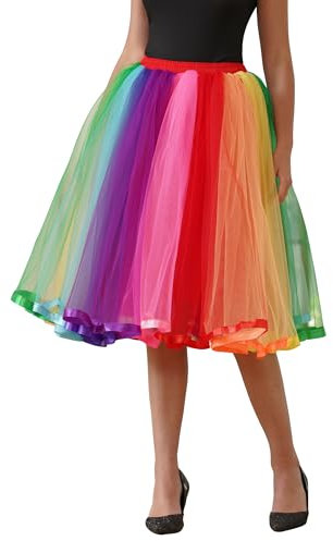 BABYONLINE D.R.E.S.S.® Neu Damen Kurz Retro Rock Hohe Taille Tutu Rock Tüllrock Petticoat 50er Tutu Unterrock Tütü Crinoline Minirock Reifrock Unterrock Kleid Tüll Underskirt