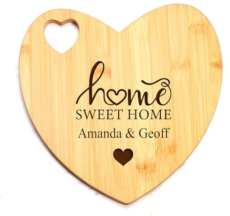 Personalised Heart Bamboo Chopping Board, Home Sweet Home