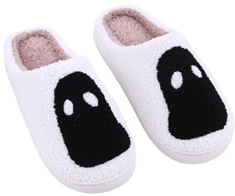 Generisch Hausschuhe Warm Damen Lammfell Hausschuhe Damen Warme Hausschuhe, weich und bequem, halten Ihre Füße im Winter warm. Hausschuhe Smiley Hausschuhe Tiere Hausschuhe (White, 44)