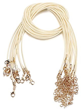 10Pcs / Lot 1.5 mm Leather Cord Necklace With Kc Gold Color Clasp Adjustable Braided Rope For Diy Necklace Bracelet Jewelry Making Professional Processed