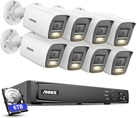 ANNKE 4K PoE CCTV Camera System Outdoor, 8 x 8MP PoE IP Cameras and 8CH NVR with 6TB HDD Home Security Set for 24/7 Recording, 100ft Night Vision, Person/Vehicle Detection, Audio H.265