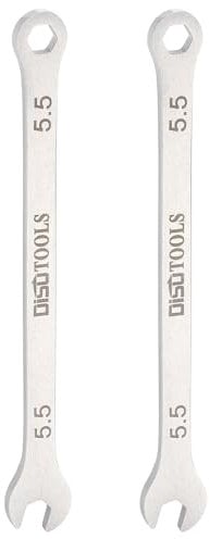 sourcing map 2pcs Thin Combination Wrench Metric 5.5mm 6-Point Ended Box 15 Degree Offset Open End Stainless Steel, Silver Tone