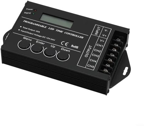 TC420 Programmierbarer Zeitregler, LED-Display, Controller, Timer, 1–5 Kanäle, DC 12–24 V, 20 A, für Pflanzenlichter, Wachstumslichter