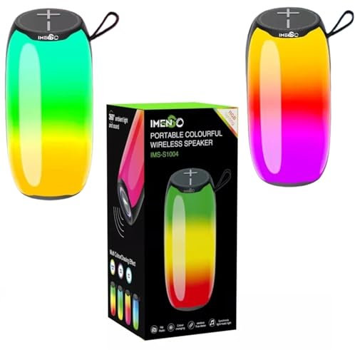 IMENSO Pulse 4, 16 W Auto Vibrant RGB LED tragbar wasserdicht TWS Pairing Wireless Bluetooth 5.2 Verbesserter Lautsprecher 5 Stunden Spielzeit, Freisprechen, Party-Lautsprecher (schwarz)