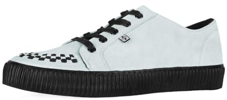 T.U.K. Ribbed Sole Creeper Sneaker - Mens and Womens Fashion Trainers - Skate, Punk, Rock and Goth Shoes in Leather, Suede and Canvas - Colour Grey - Size UK M7 / W8