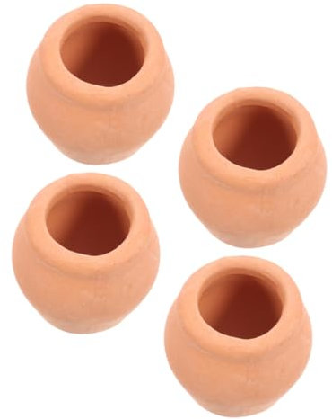 DECOMELODY 4piezas Macetas De Barro Miniatura para Suculentas y Hierbas De Ollas Redondas De Terracota Sin Drenaje Diseño Compacto para Interiores y Jardinería Multifuncional
