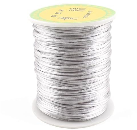 Satin Rattail Schnur für Baby Zahnen Halskette 75 m DIY Bastelbedarf Holzspielzeug（Grau）
