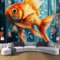 JEDTAKCT Papier Peint Poisson Rouge 3D 260X175Cm Photo Mural Architecture Abstraite Bureau Chambre Salon Enfants Wallpaper Mural Décor Motif Poster Personnalisé Décoration Murale