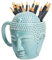 Gvblkq Taza de Buda, taza de café de cerámica, decoración zen, diseño de cabeza de Buda, capacidad creativa de 450 ml, taza de agua de buena suerte, adorno de escritorio, para el hogar y uso, 4.7 x