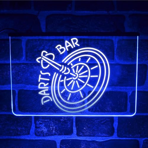 Darts Bar LED Neon Light Sign – Multicolour Hanging Wall Plaque for Game Room, Pub, Home Bar or Man Cave Decor | USB Powered (Multicolour)