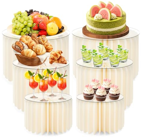 GIOVARA Alzate per Buffet Bianco, 6pcs Espositore da Buffet per Aperitivo, Espositori per cibo per Tavolo da Dessert per Torte, Dessert, Oggetti da Collezione, Gioielli, Varie Dimensioni, Bianco