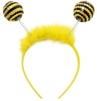 TrendandStylez Bienen Haarreif – gelb-schwarz mit Pailletten-Fühlern & Flausch – wackelnde Antennen für Damen & Herren Kinder – Kostüm Accessoire für Karneval, Fasching, Motto-Party, & Spaß Party