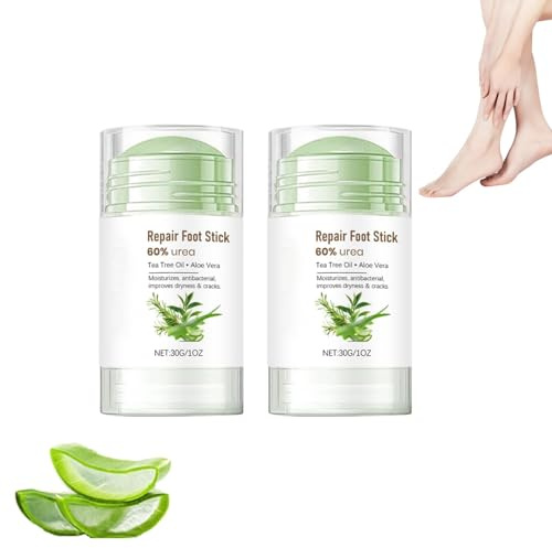 60% Urea Foot Care Stick, effectively repairs cracked heels, deeply hydrates, leaves skin soft and smooth, and softens rough skin. Contains urea and tea tree oil.