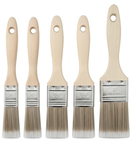Mister Rui Paint Brush Set 5 Pack - 2x1”, 2x1.5”, 1x2” Small Paint Brushes for Painting, Decorating, Crafts & Art Projects