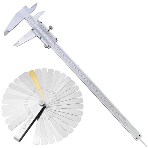 Smgda Pied à coulisse en acier au carbone de 0 à 300 mm avec 32 jauges d'épaisseur en acier inoxydable, kit d'outils de mesure double échelle de lecture pour le travail du bois/piston