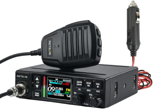 Retevis MB63B CB Radio with NRC Noise Reduction, AM/FM, TFT Color Display, 12/24V, CTCSS/DCS, RF/MIC Gain, EMG CH9/19, 40 Channels, VOX CB Radios Handheld for Long Distance Travel (1 Unit, Black)