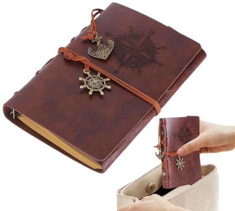 Vintage-Leder-Notizbuch, Kunstleder, Retro-Tagebuch, blanko Papier