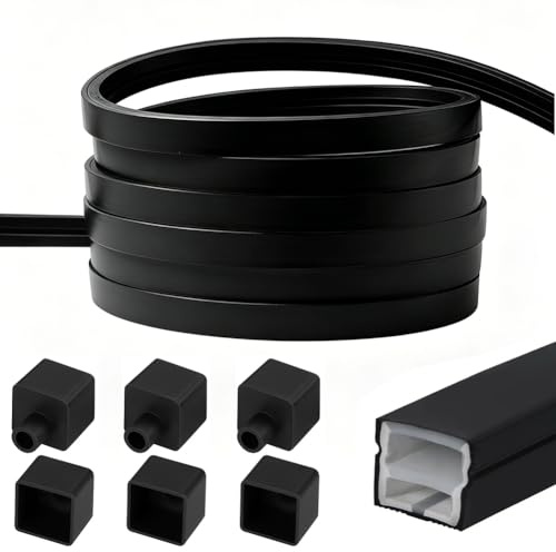 LED Silikon Profil Schwarz 3m, 12×12mm Flexibles LED Leiste Profil und Diffusor für 5-8mm Akustikpaneele LED Streifen, Wasserdicht Led Strip Abdeckung LED Kanal für Decke, Schrank, Bar, Akustikpaneele