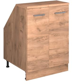 Vicco Küchenschrank für Dachschrägen R-Line, Goldkraft Eiche, 60 cm mit 2 Türen, Schrankkorpus 60 cm Tiefe, zur freien Kombination innerhalb modularer Küchensysteme