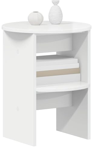 vidaXL Seitenschrank Hochglanz Weiß Ø40 x 50 cm Holzwerkstoff, Wohnzimmer, rechteckige Aufbewahrung, moderner Sideboard, robuster Schrank, feuchtigkeitsbeständig, platzsparend