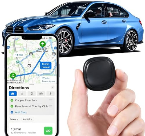 Mini GPS-spårare Utan Prenumeration, Batteritid 180 Dägar, Realtidsspårning för Bil, Husdjur och Barn, Diskret Magnetisk Design, Täckning EU/UK, App iOS/Android (Svart)